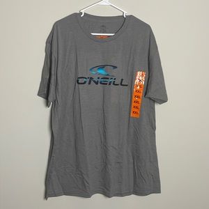 O’NEILL Standard Fit Gray Short Sleeve Tee with Blue Graphic- XXL
